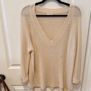 Elegant Cream V-Neck Sweater